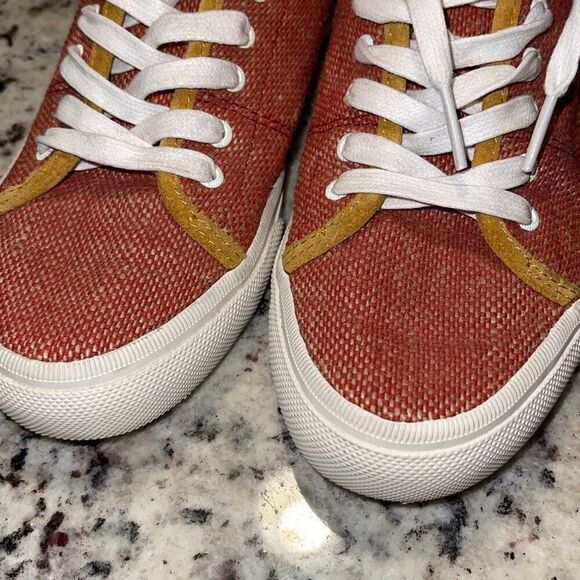 Frye Gia Canvas Leather Low Lace Up Sneakers Rust Terracotta Women’s Size 6 - Picture 2 of 9